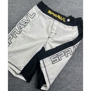 Sprawl Fight Shorts 30 White Black MMA Wrestling  Sparring Training